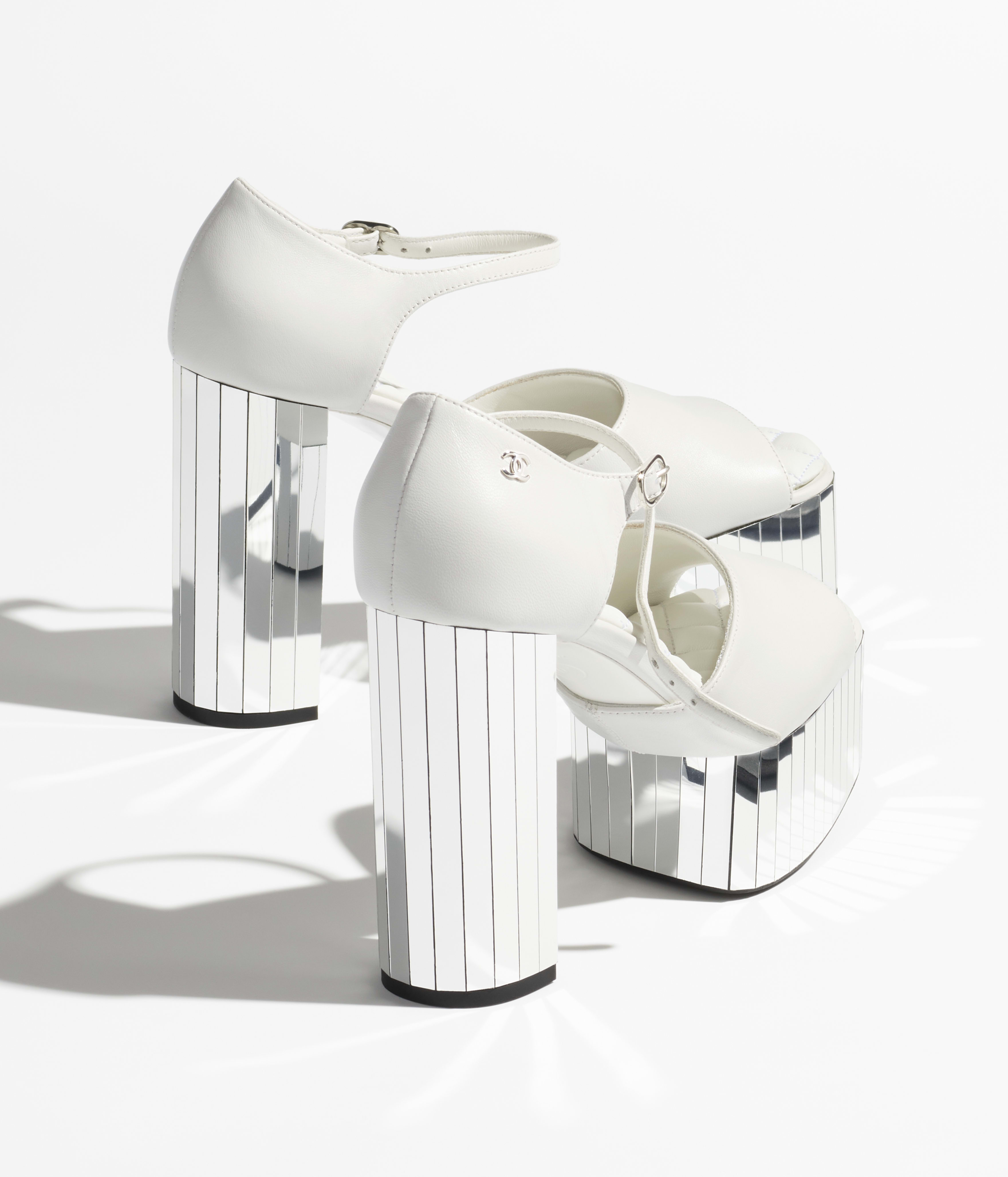 Sandals - White - Shiny Lambskin - 